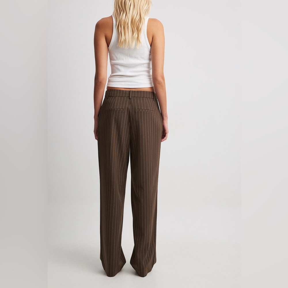 Brown and White Striped Trousers